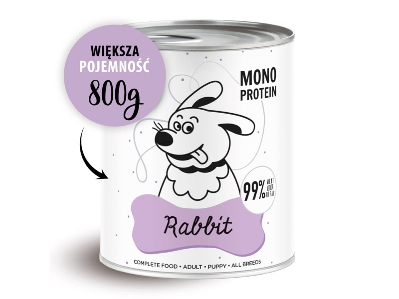 PAKA ZWIERZAKA Pepe Rabbit - wet dog food - 800g