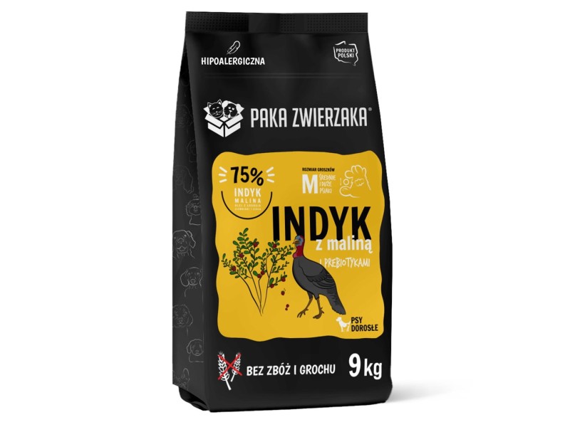 PAKA ZWIERZAKA Turkey with raspberry M - dry dog food - 9kg