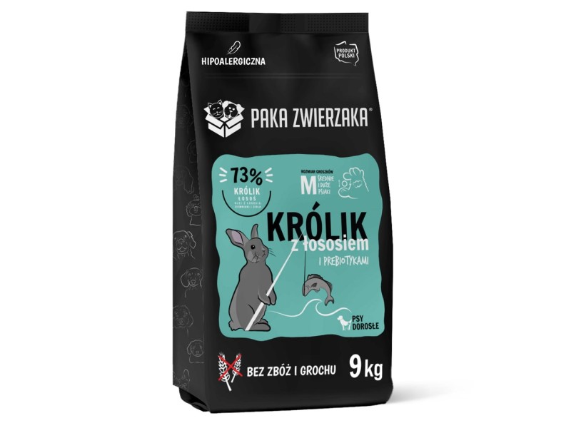 PAKA ZWIERZAKA Rabbit with salmon M - dry dog food - 9kg PAKA ZWIERZAKA Rabbit with salmon M - dry dog food - 9kg