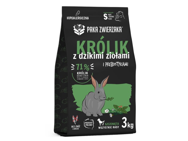 PAKA ZWIERZAKA Puppy Rabbit with wild herbs S - dry dog food - 3kg