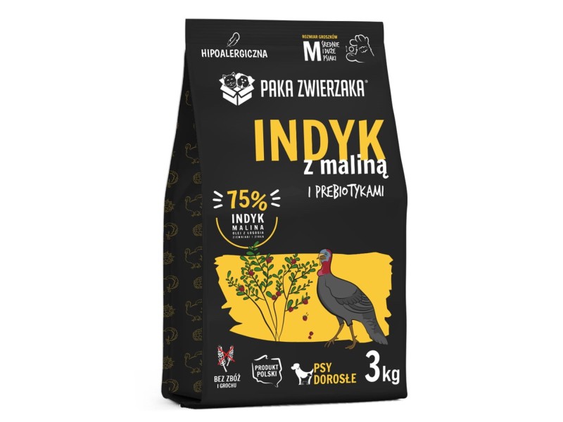 PAKA ZWIERZAKA Turkey with raspberry M - dry dog food - 3kg