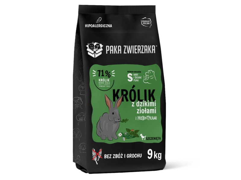PAKA ZWIERZAKA Puppy Rabbit with wild herbs S - dry dog food - 9kg
