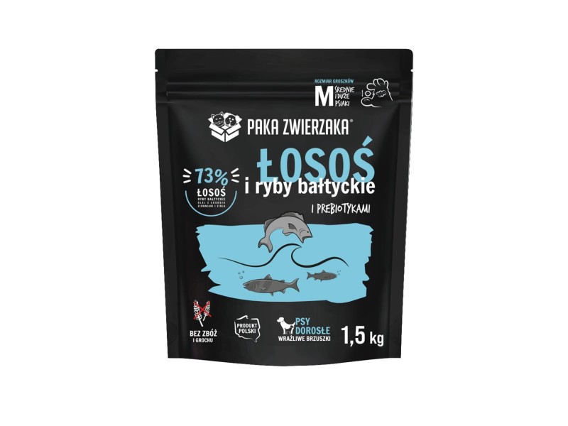 PAKA ZWIERZAKA Salmon with Baltic fish M - dry dog food - 1,5kg
