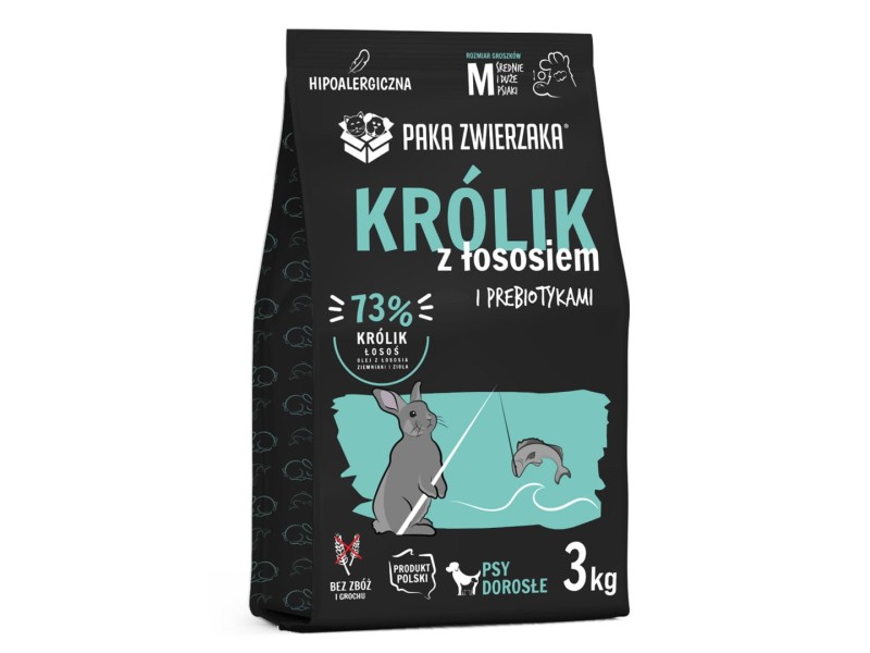 PAKA ZWIERZAKA Rabbit with salmon M - dry dog food - 3kg