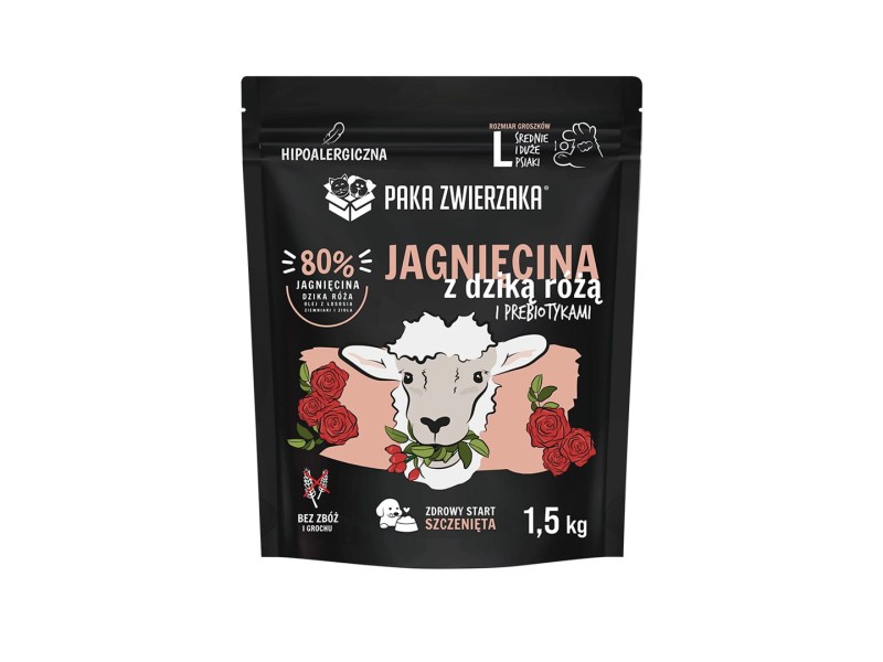 PAKA ZWIERZAKA Puppy Lamb with wild rose L - dry dog food - 1,5kg