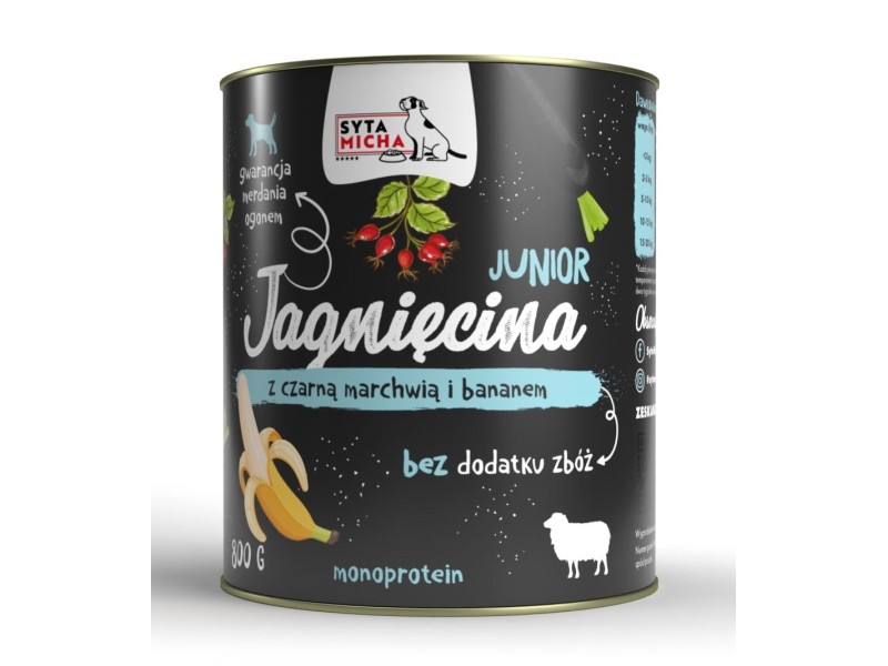SYTA MICHA Junior Lamb with black carrot and banana - wet dog food - 800g