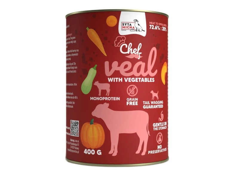 SYTA MICHA Chef Veal with vegetables - wet dog food - 400g SYTA MICHA Chef Veal with vegetables - wet dog food - 400g