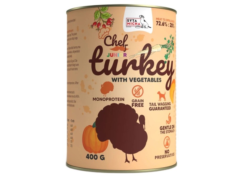 SYTA MICHA Chef Turkey with vegetables Junior - wet dog food - 400g