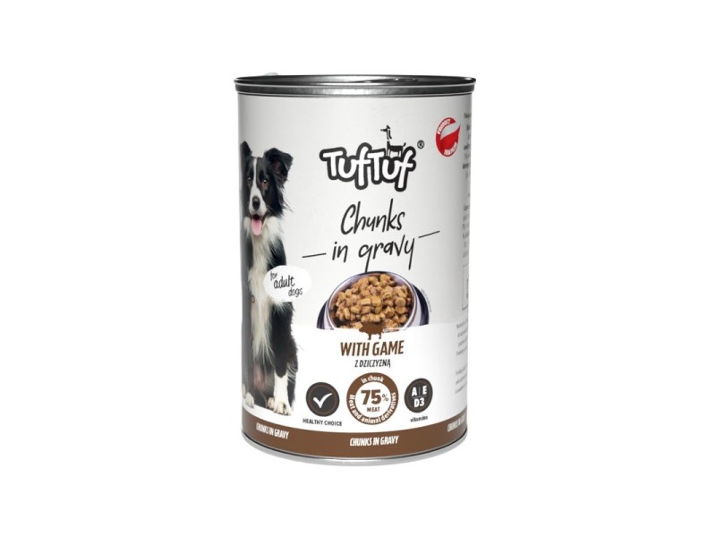 TUF TUF Chunks in gravy with game - wet dog food - 415g