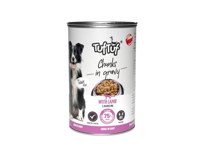 TUF TUF Chunks in gravy with lamb - wet dog food - 415g