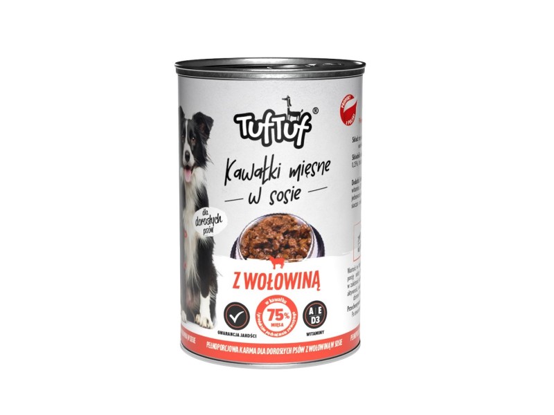 TUF TUF Chunks in gravy with beef - wet dog food - 415g