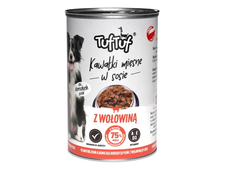 TUF TUF Meaty chunks with beef - wet dog food - 1250g