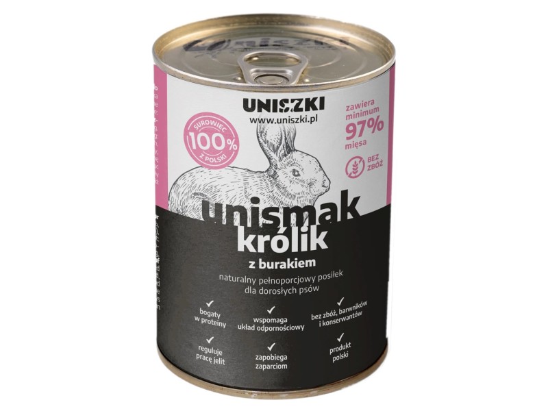 UNISZKI Unismak Rabbit with beetroot - wet food for dogs - 410g