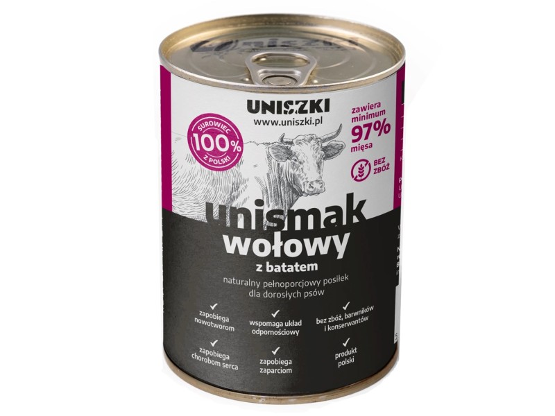 UNISZKI Unismak Beef with Sweet Potato - Wet Dog Food - 410g