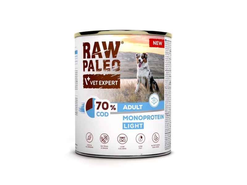 VETEXPERT Raw Paleo Cod Light Monoprotein - wet dog food - 800g