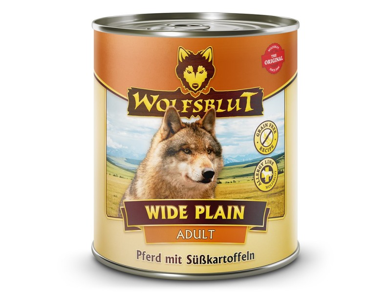 WOLFSBLUT Wide Plain Horse meat with sweet potatoes - wet dog food - 800g