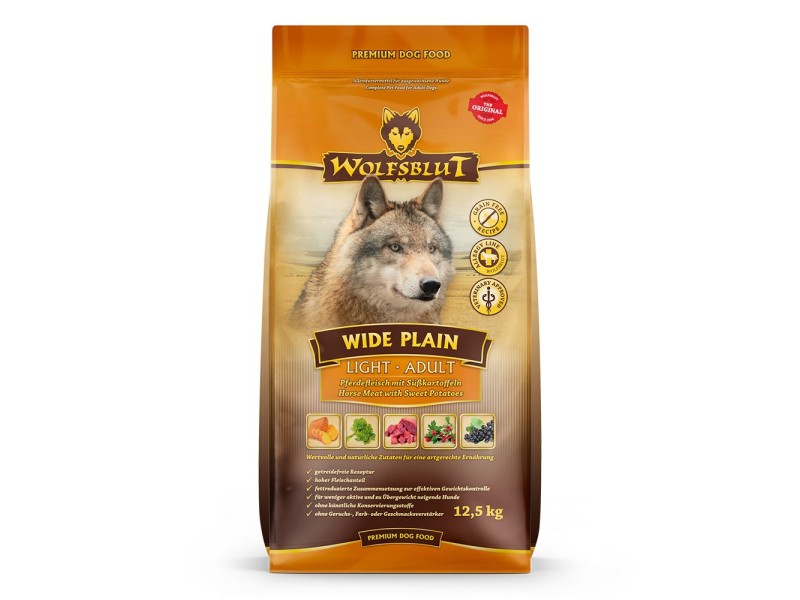 WOLFSBLUT Wide Plain Light Horse with sweet potatoes - dry dog food - 12,5kg