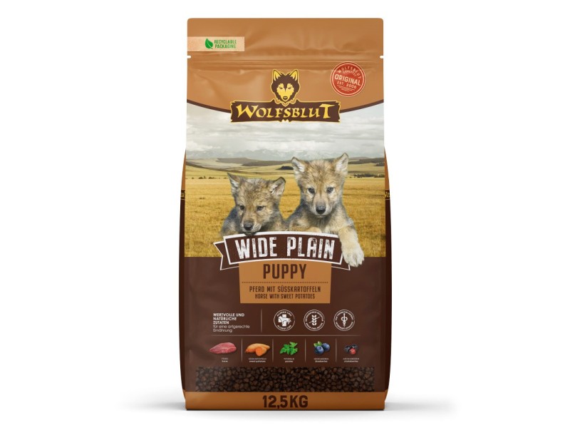 WOLFSBLUT Wide Plain Puppy Horse with sweet potatoes - dry dog food - 12,5kg