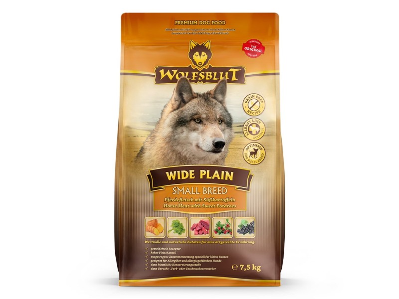 WOLFSBLUT Wide Plain Small breeds Horse with sweet potatoes - dry dog food - 7,5kg