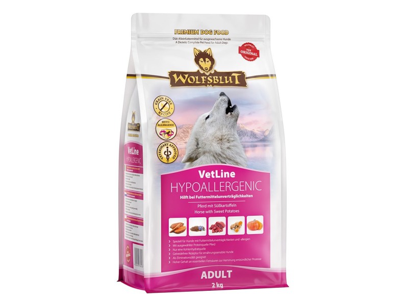 WOLFSBLUT VetLine Hypoallergenic Horse with sweet potatoes - dry dog food - 2kg WOLFSBLUT VetLine Hypoallergenic Horse with sweet potatoes - dry dog food - 2kg