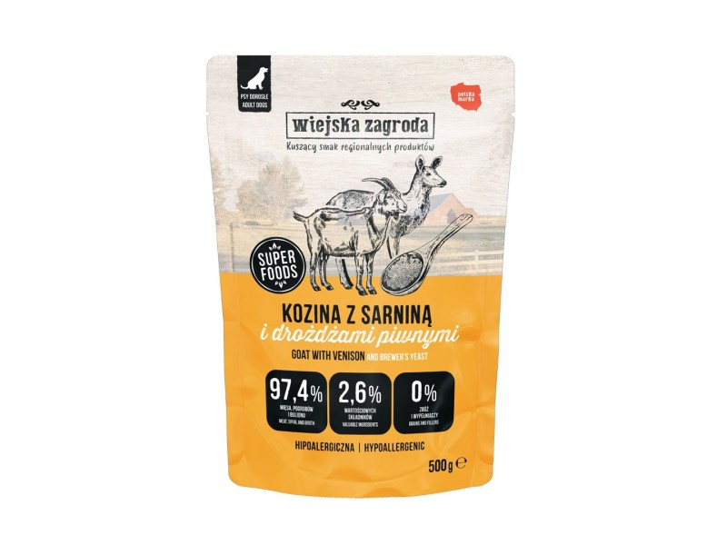WIEJSKA ZAGRODA Goat and venison - wet dog food - 500g