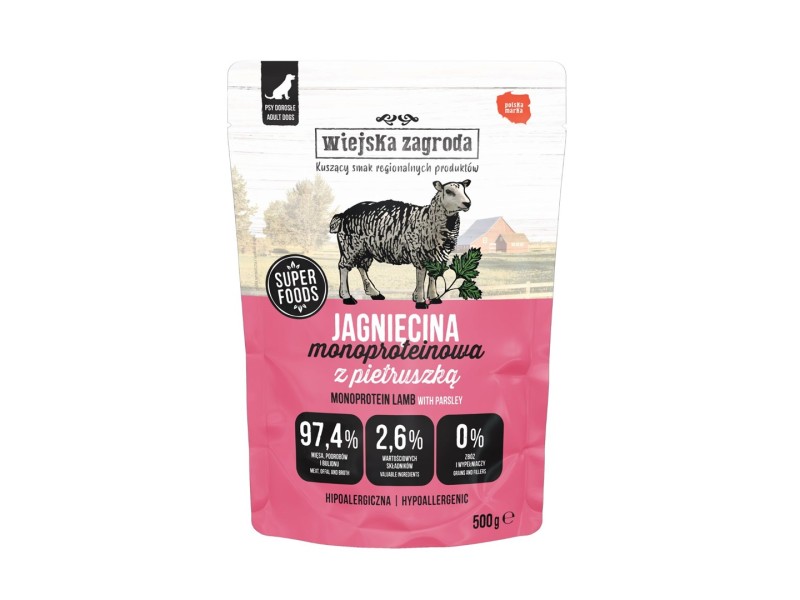 WIEJSKA ZAGRODA Monoprotein Lamb - wet dog food - 500g