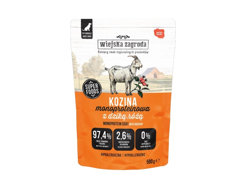 WIEJSKA ZAGRODA Monoprotein Goat - wet dog food - 500g