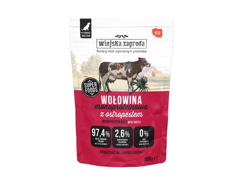 WIEJSKA ZAGRODA Monoprotein Beef - wet dog food - 500g WIEJSKA ZAGRODA Monoprotein Beef - wet dog food - 500g