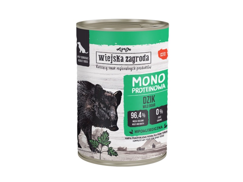 WIEJSKA ZAGRODA Monoprotein Wild boar - wet dog food - 400g