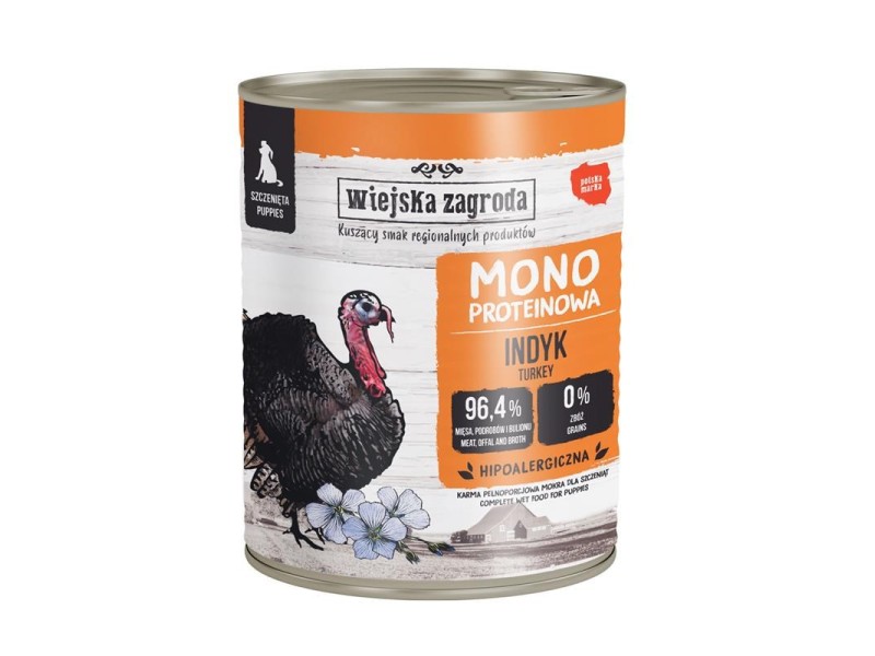 WIEJSKA ZAGRODA Monoprotein Turkey (puppy) - wet dog food - 800g