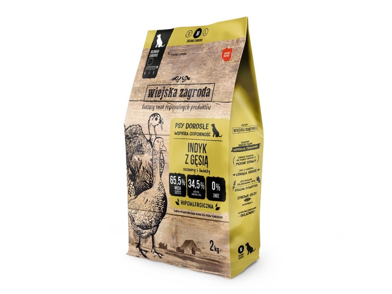WIEJSKA ZAGRODA Turkey with goose M - dry dog food - 2kg