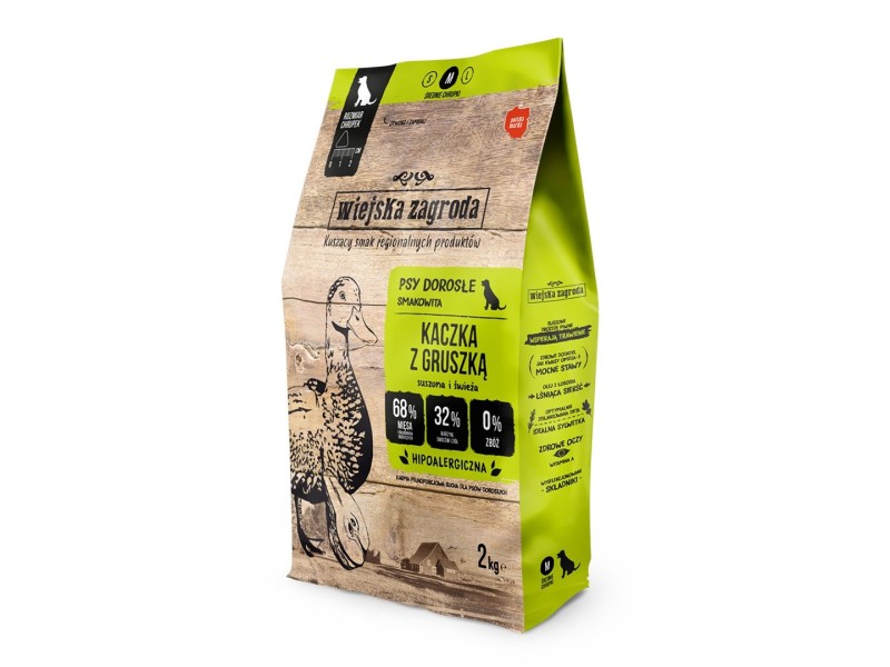 WIEJSKA ZAGRODA Duck with pear M - dry dog food - 2kg