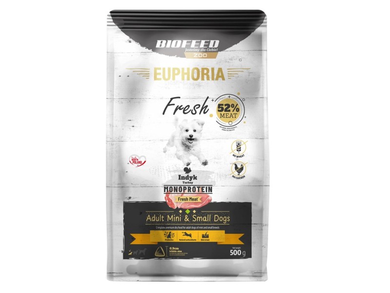 EUPHORIA Fresh Adult Monoprotein Turkey XS/S - dry dog food - 500g