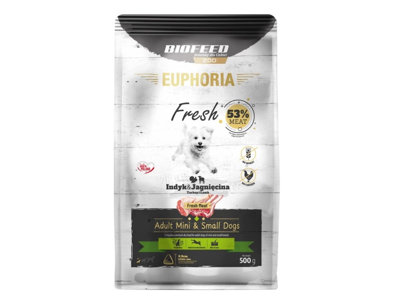 EUPHORIA Fresh Adult Turkey with lamb XS/S - dry dog food - 500g