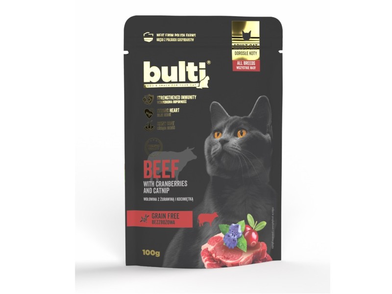 BULTI Superfoods Beef with cranberries and catnip - wet cat food - 100g