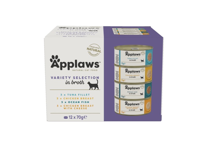APPLAWS Variety selection multipack in broth - wet cat food - 12x70g