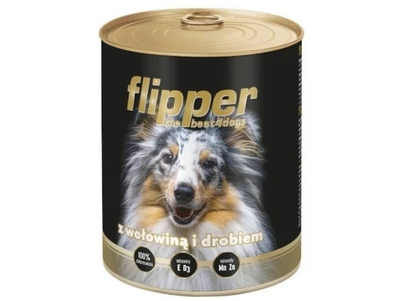 DOLINA NOTECI Flipper with beef and poultry - wet dog food - 400g