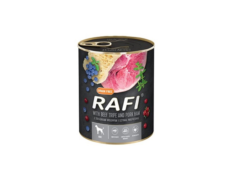 Dolina Noteci Rafi Dog wet food with beef stomachs and ham - 800g