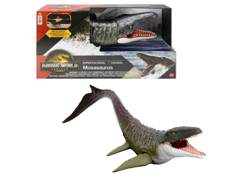 Jurassic World Rebirth Super Colossal Mosasaurus Action Figure, Dinosaur Toy