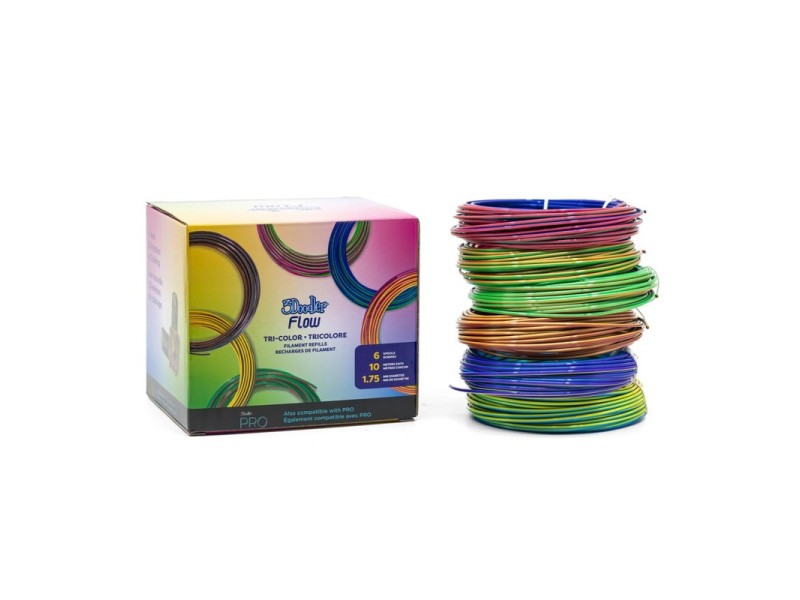 3Doodler FLOW-TRIFILLS 3D printing material Polylactic acid (PLA) Black, Blue, Copper, Gold, Green, Purple, Red 260 g