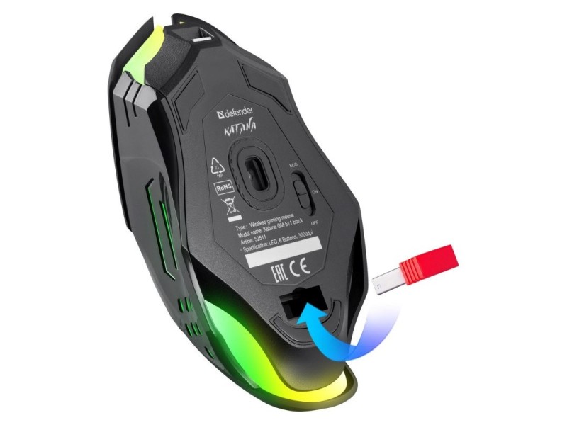 WIRELESS MOUSE DEFENDER KATANA GM-511 RF 3200DPI 7P