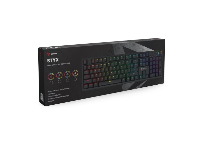SAVIO STYX Mechanical Keyboard Outemu Red, Hot Swap, RGB