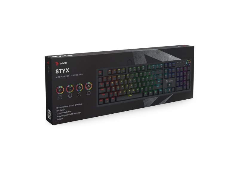 SAVIO STYX Mechanical Keyboard Outemu Brown, Hot Swap, RGB