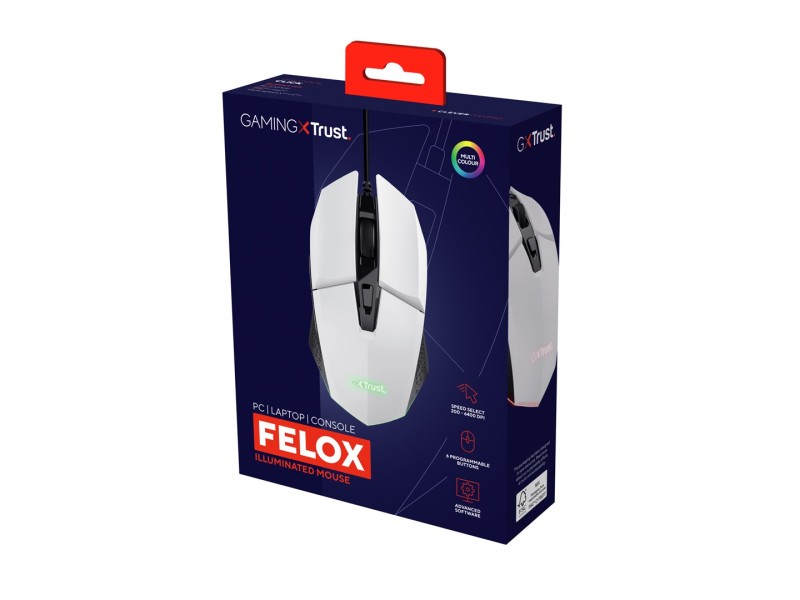 Trust GXT 109W Felox - 6400 DPI optical gaming mouse (white)