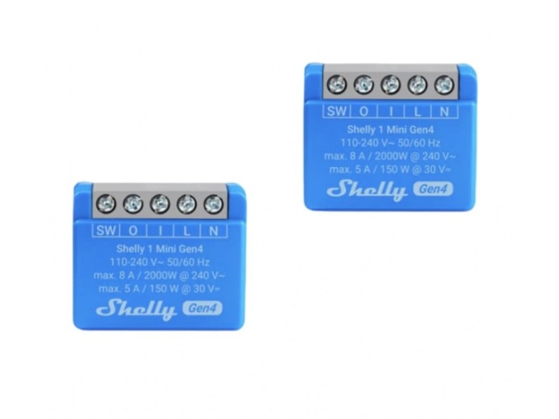 SHELLY 1 Mini Gen4 Smart switch Blue 2 pcs