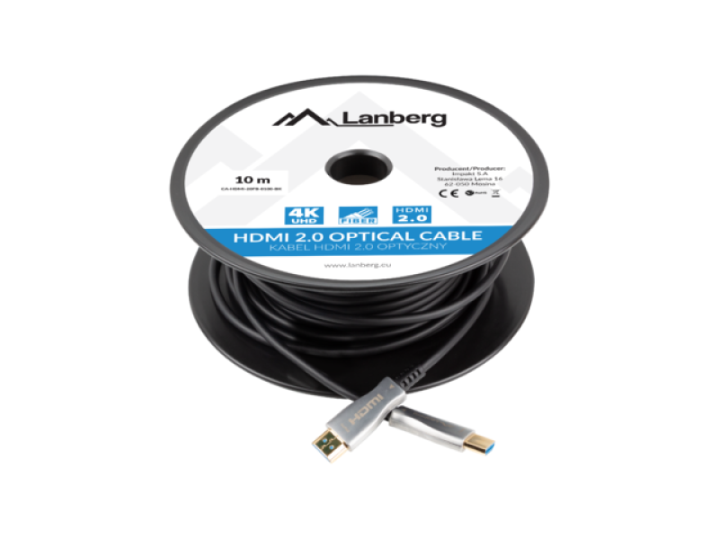 LANBERG HDMI CABLE M/M V2.0 10M OPTICAL AOC BLACK CA-HDMI-20FB-0100-BK