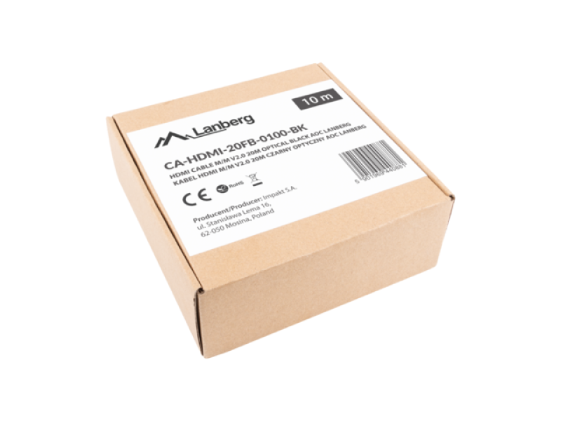 LANBERG HDMI CABLE M/M V2.0 10M OPTICAL AOC BLACK CA-HDMI-20FB-0100-BK