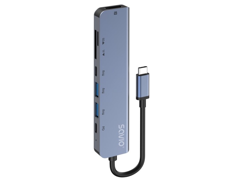 Savio AK-82 interface hub USB Type-C 5000 Mbit/s Black