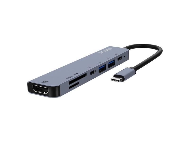 Savio AK-82 interface hub USB Type-C 5000 Mbit/s Black