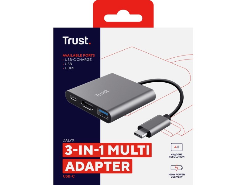 Trust Dalyx USB 3.2 Gen 1 (3.1 Gen 1) Type-C Aluminium, Black